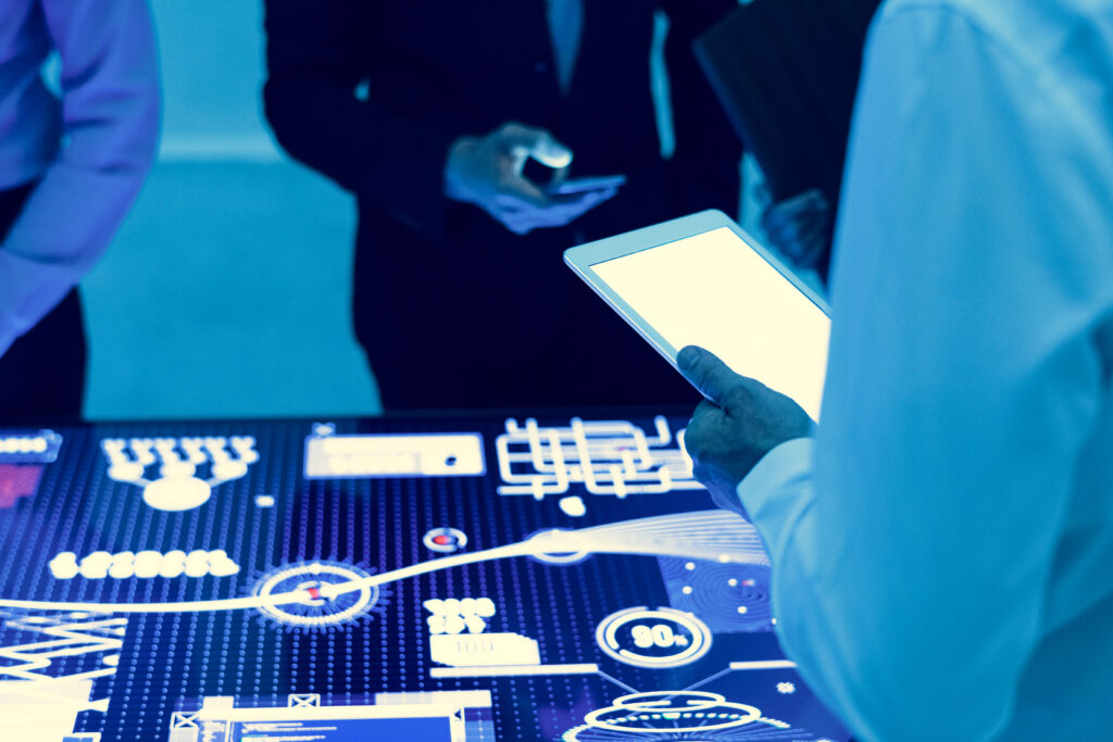 hands holding using digital tablet in a technology